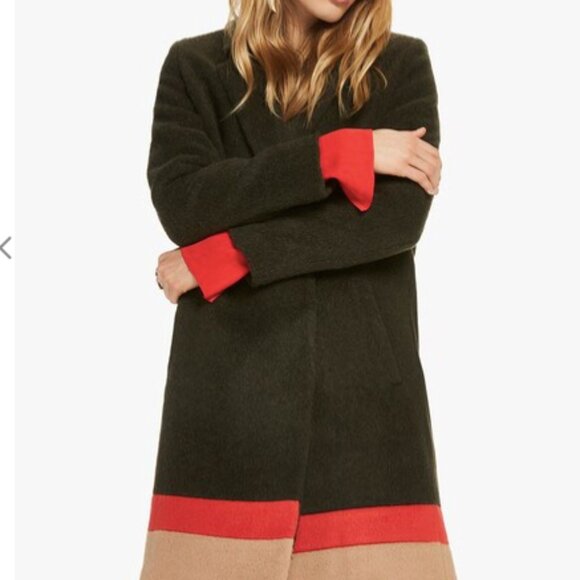 Scotch & Soda Wool Blend Color Color Blocked Coat with Contrast Stripes, Large - Picture 2 of 12